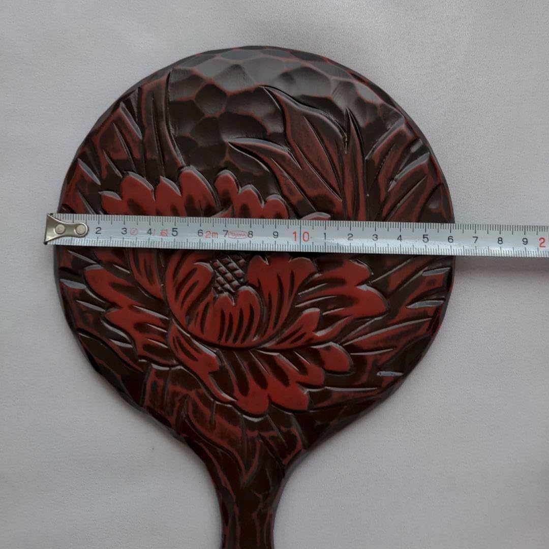 高級鎌倉彫 漆塗り 花柄 てかがみ 高級 鎌倉彫 御てかがみ 伝統工芸品