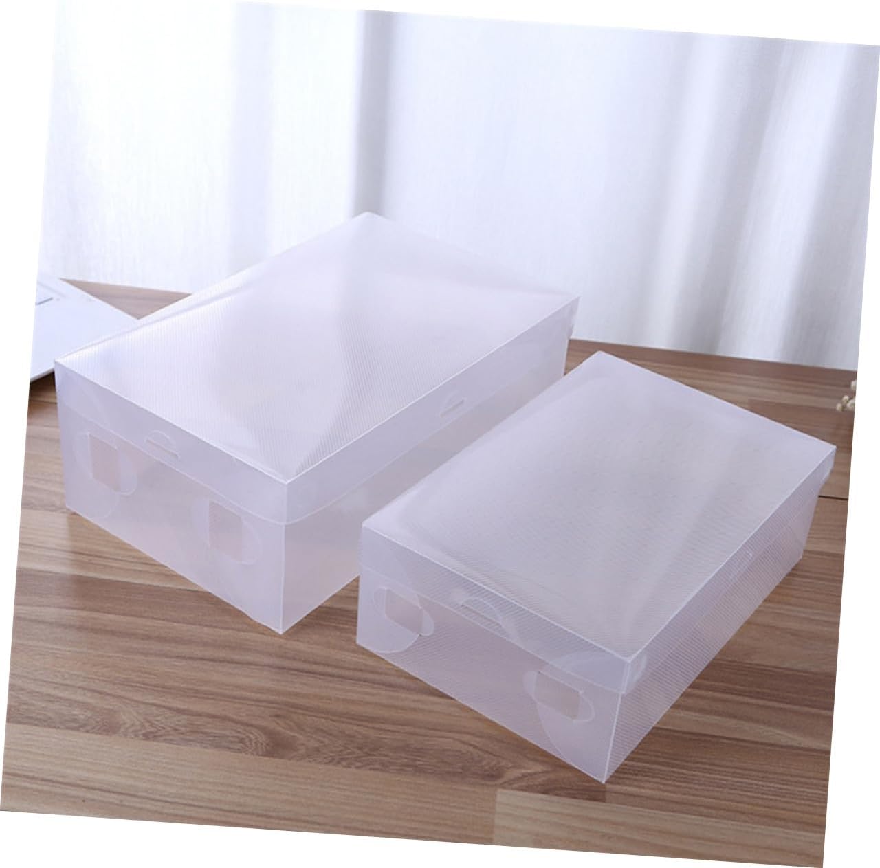 6PCS Transparent Shoe Storage Boxes Stackable Plastic Containers for Home and Shop Dustproof Flip-top Shoe Organizer Medium
