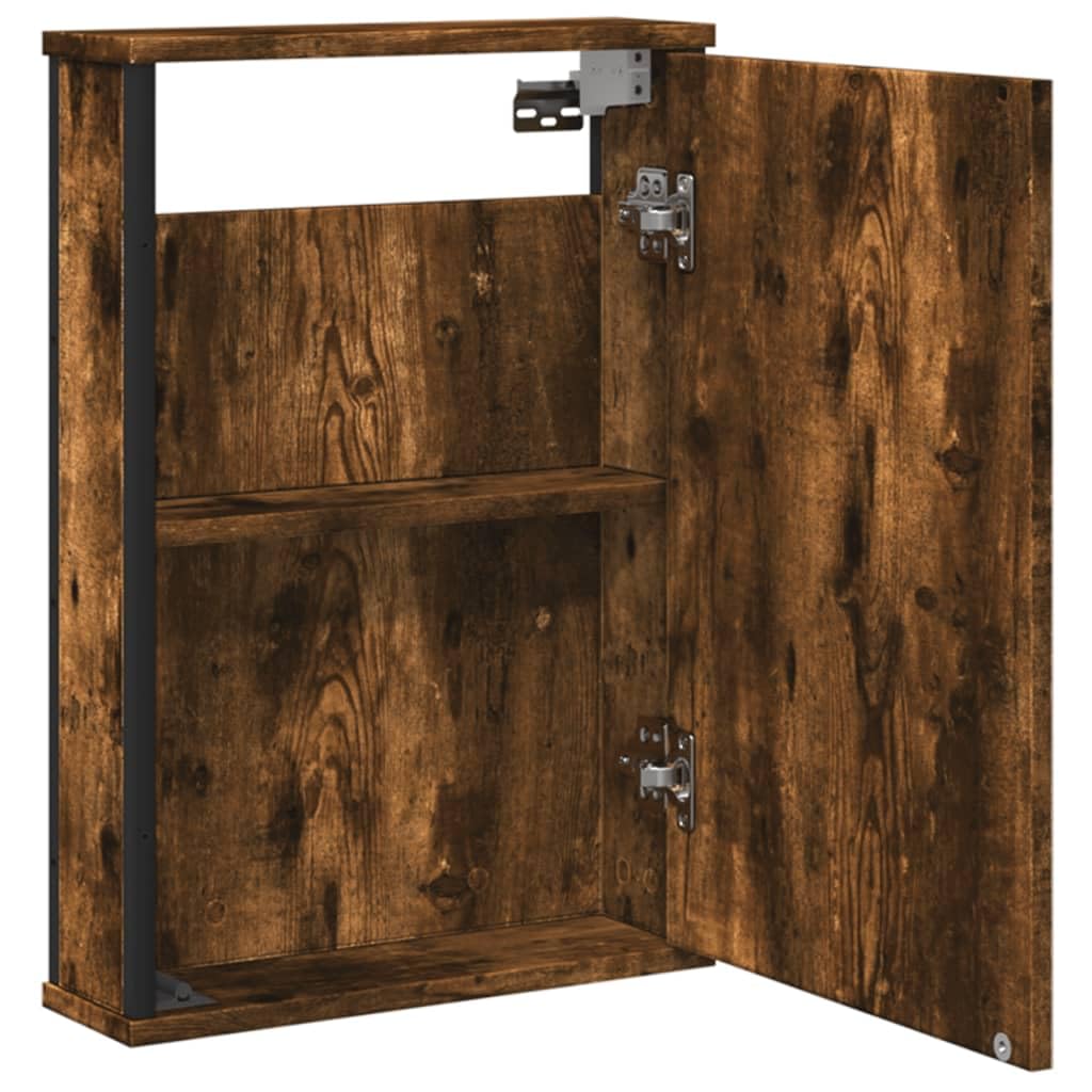 SYDE Armario Baño Espejo Madera Roble Ahumado 42x12x60 cm | Montaje en Pared, Almacenaje Amplio, Contrachapado Resistente a Humedad, Imagen Nitida