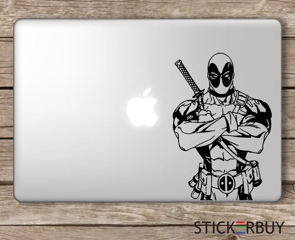 stickerbuy™ Deadpool Upper Body Marvel Superhero Laptop Vinyl Sticker (Black) (B07D6834KD) Amazon Price History, Amazon Price Tracker