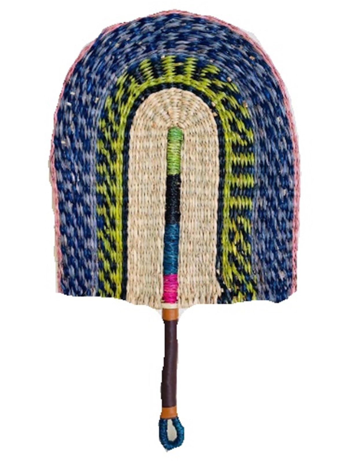 VOPLIVAT Woven Hand Fan, Bamboo Woven Fan Raffia Handwoven Summer Cooling Wall Decor Multicolor(02)