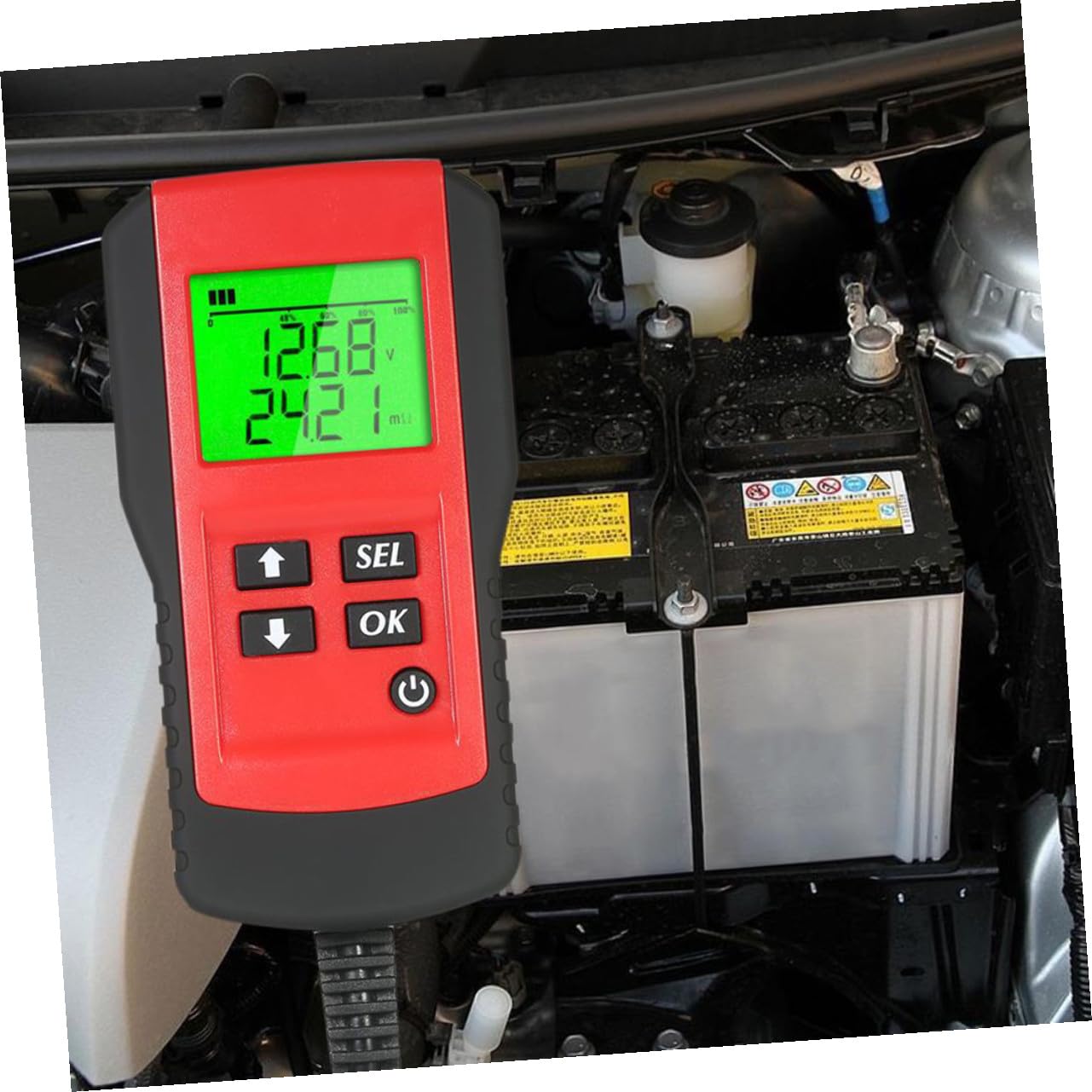 Cabilock Tester Batteria per Auto 12V Display LCD, Protezione Integrata, Analizza Tensione 7~15V, Capacità e Resistenza per Diagnosi Rapida