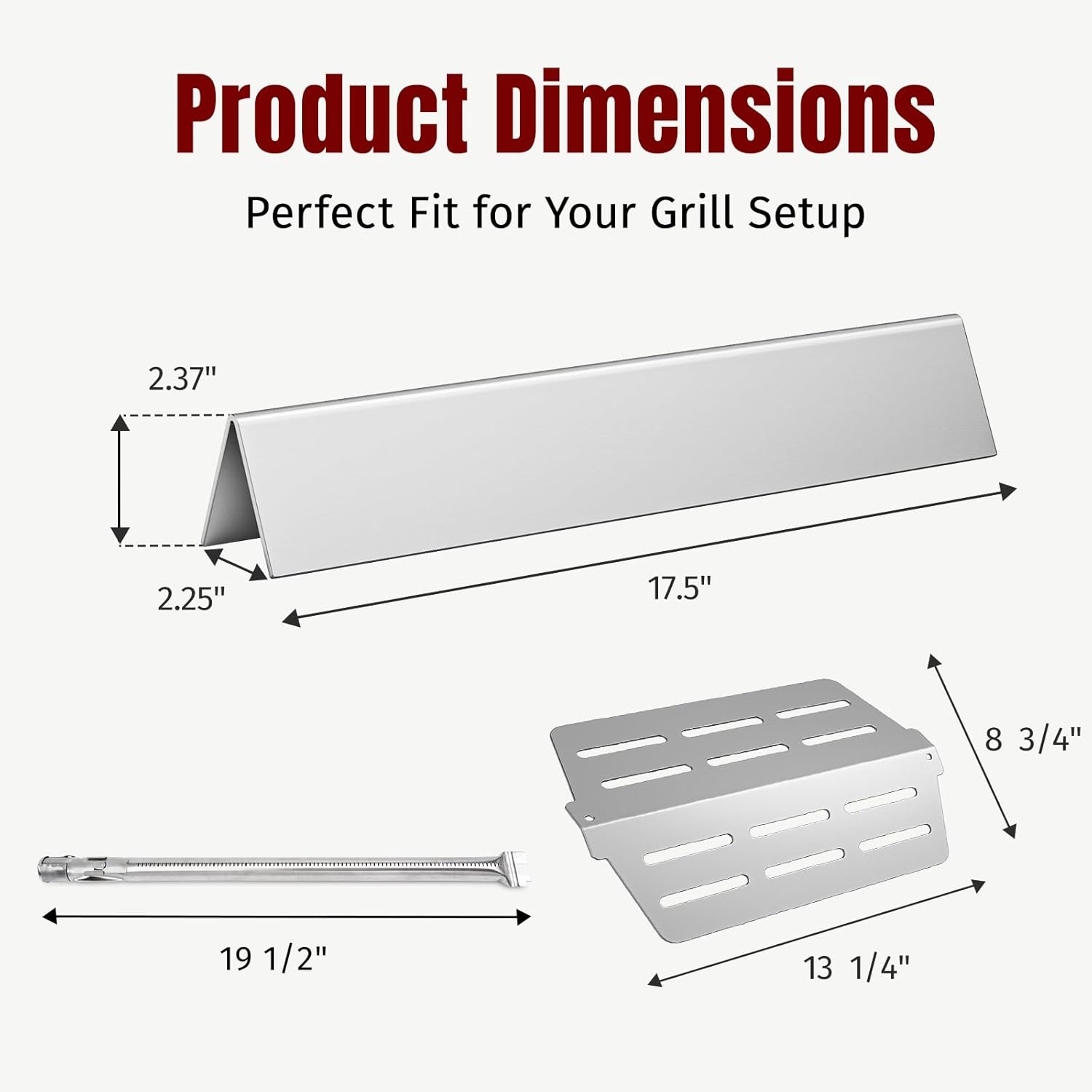 SHINESTAR Grill Parts for Weber Genesis 300 Series (2011-2016), Stainless Steel Flavorizer Bars, Burner Tubes & Heat Deflectors for 17.5" Weber Genesis E/S 310, 320, 330 with Front Control