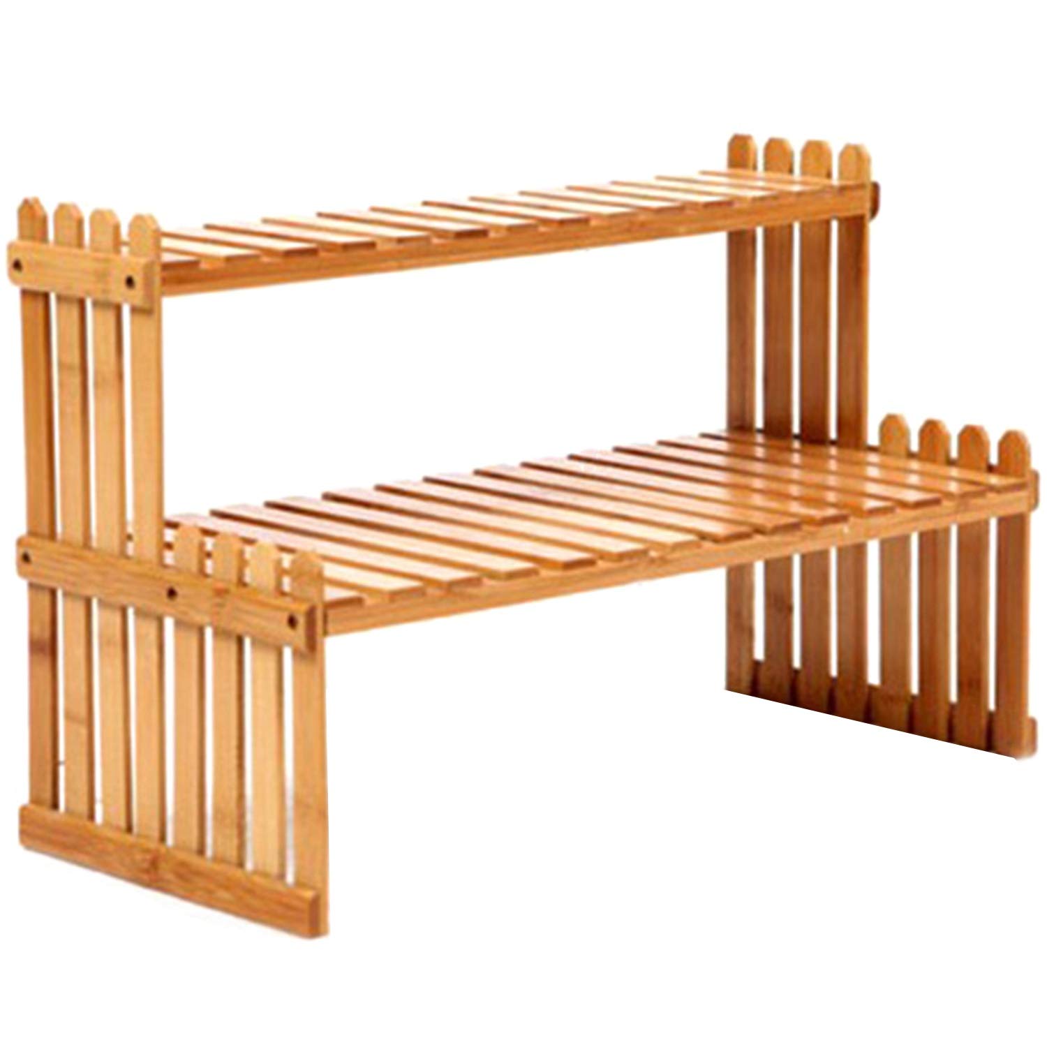 CTRLZS 2 Layers Bamboo Storage Rack Kitchen Spice Jar Bottle Seasoning Rack Decoration Organizer Shelf Home Desktop Racks