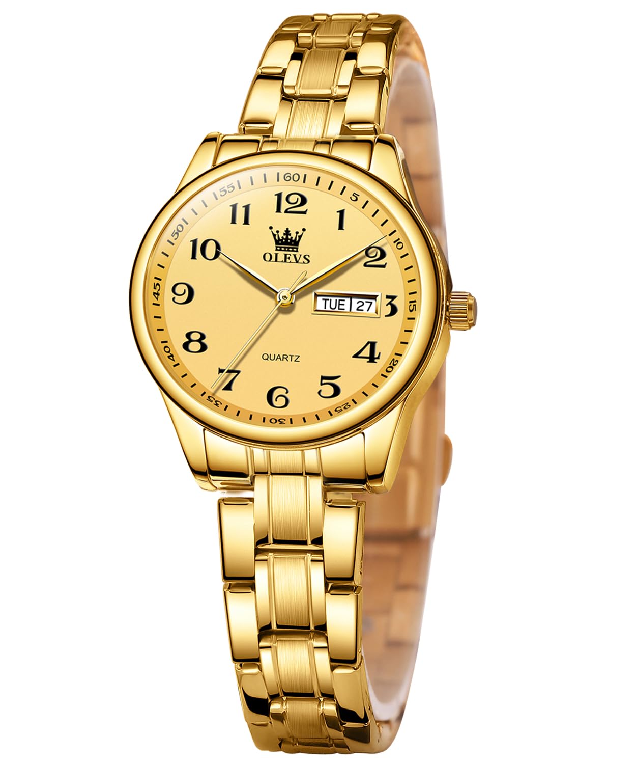 OLEVS Montre Bracelet Analogique Facile à Lire pour Femme avec Petit Cadran Or Argent Bracelet en Acier Inoxydable Étanche Jour Date Montre