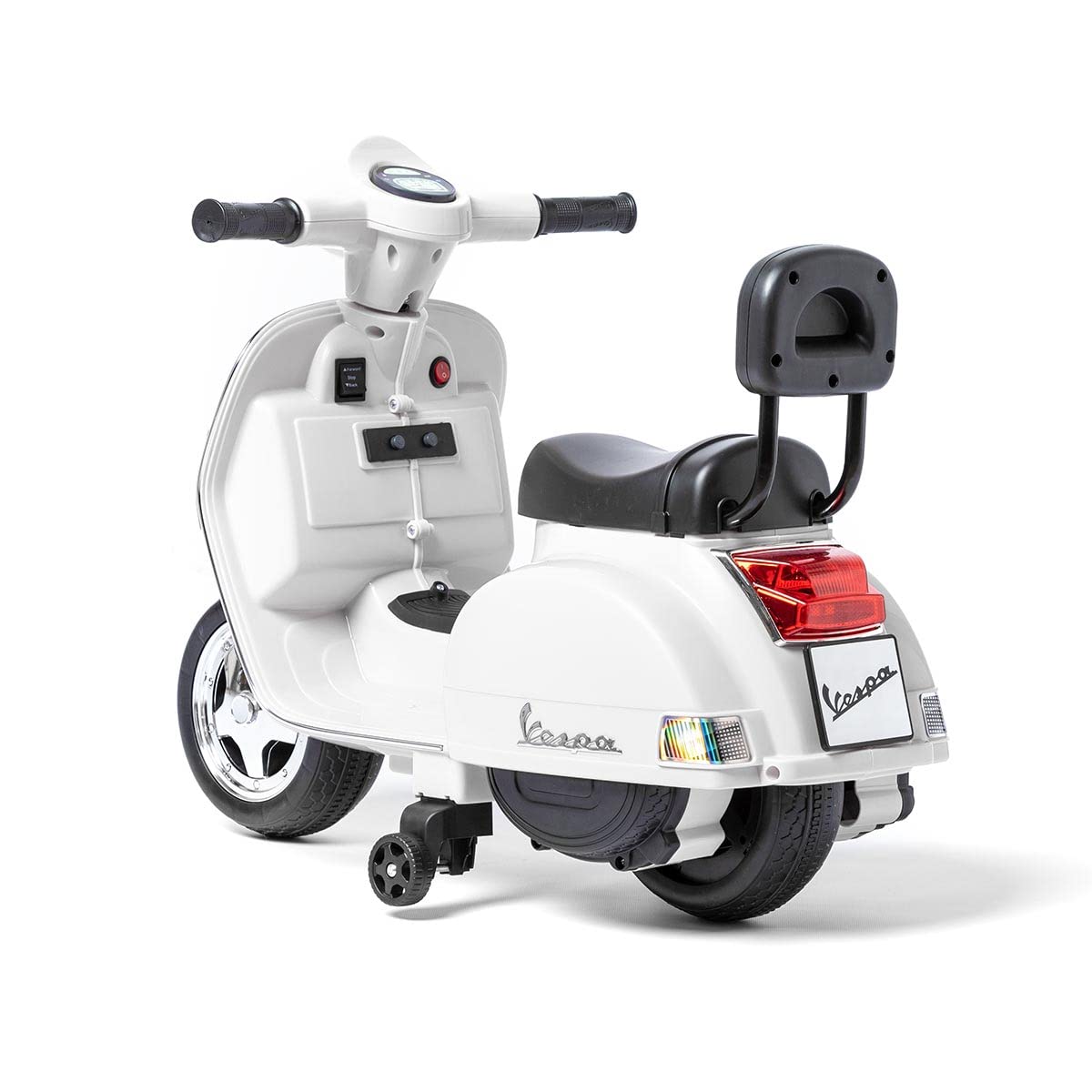 Vespa PX150 MINI Moto Elettrica Bianca per Bambini 6V con Luci LED, Musica, Ruote Laterali e Licenza Ufficiale Piaggio