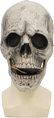 Miniatura 2 de Máscara de calavera de terror de boca movible, máscara de látex para disfraz de Halloween, accesorios de fiesta