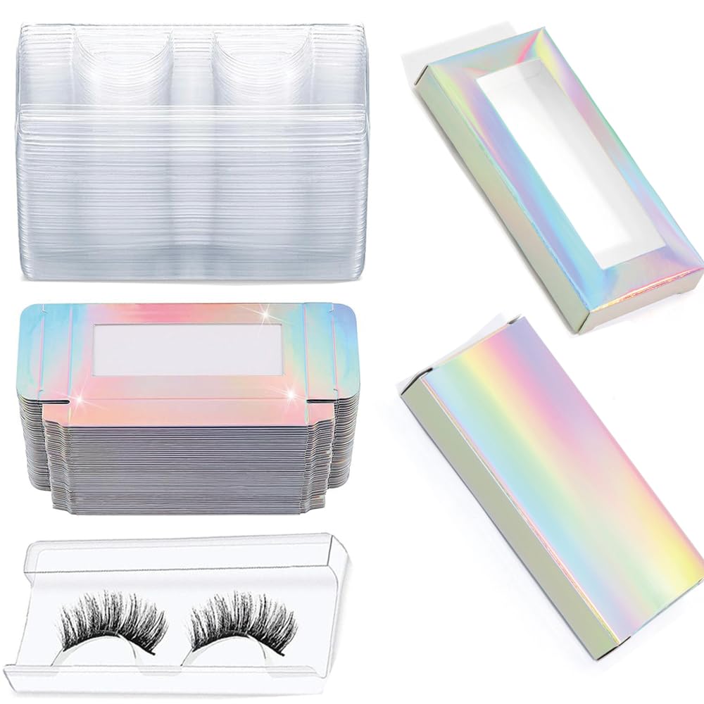40 Pieces Lash Packaging Wholesale Empty Eyelashes Packaging Box and False Lash Trays, 20 Pieces Empty Eyelash Boxes Lash Box Packaging Empty with 20 Pieces Empty Eyelash Tray (Laser)