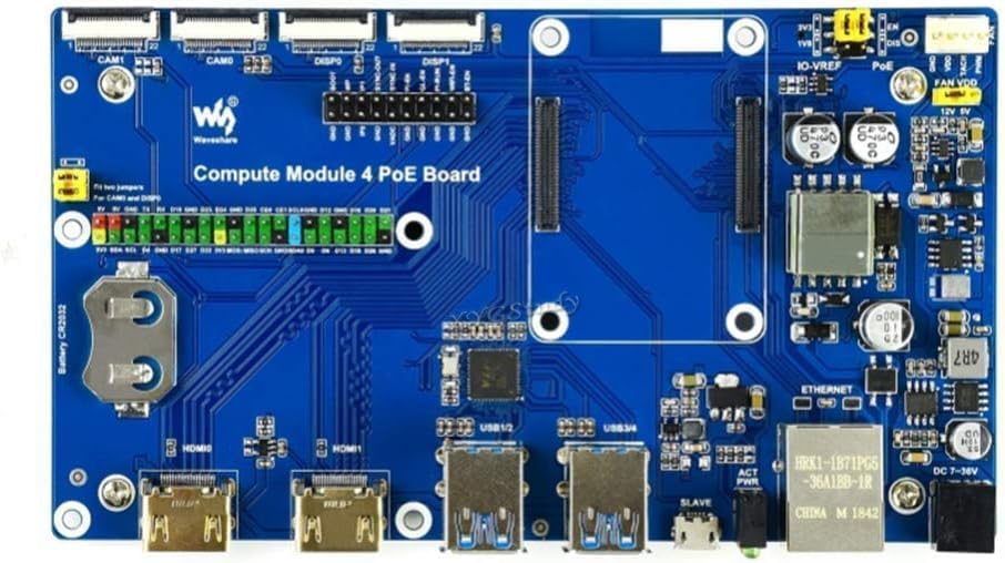 Waveshare Raspberry Pi Compute Module 4 IO Board with PoE Feature, for All Variants of CM4-picture-25