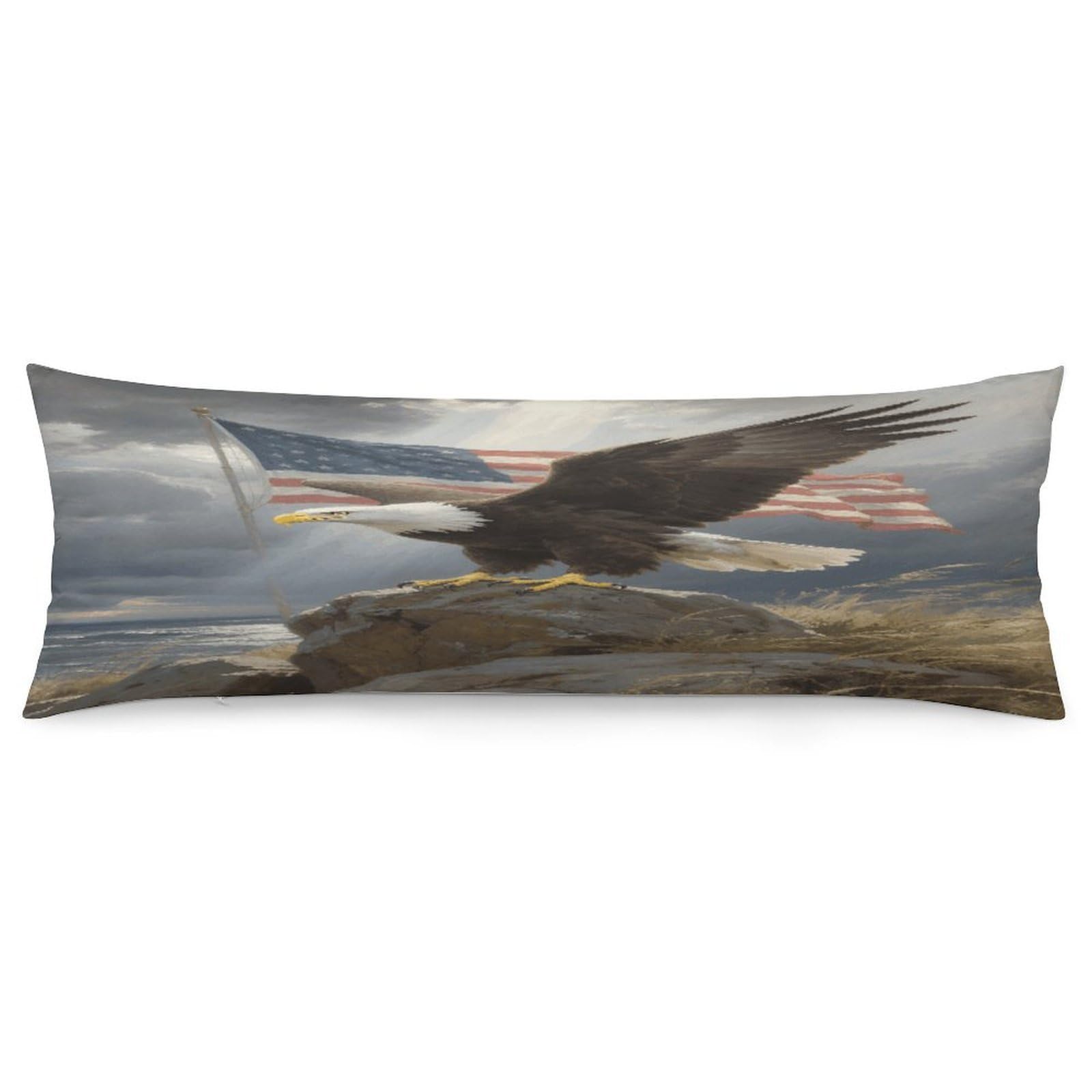 Body Pillow Pillowcase 19x53 Inch Patriotic American Eagle Print Body Pillow Cover with Hide Zipper Super Soft Cozy Long Pillow Case Rectangle Long Body Lumbar Cushion Case for Bedroom