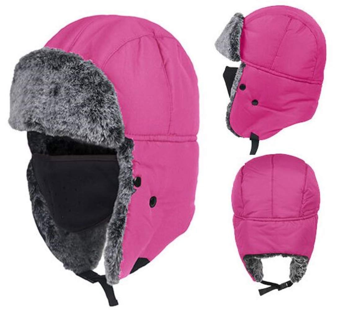 HunterBeeWinter Warm Trapper Hat with Windproof Mask Waterproof Ushanka Ear Flap Chin Strap