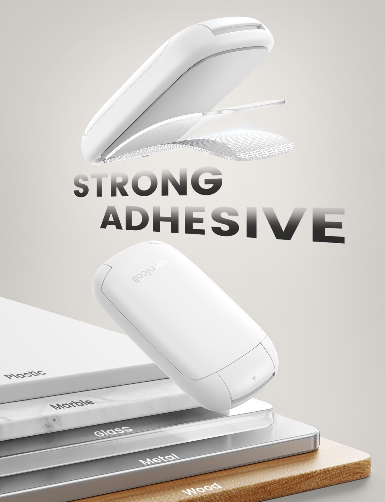 Lamicall Support de Casque avec Crochet Adhésif Pliable, [500G Capacité de Charge] Crochet pour Casque Gamer sous Bureau pour Airpods Max, HyperX, Sennheiser, Blanc