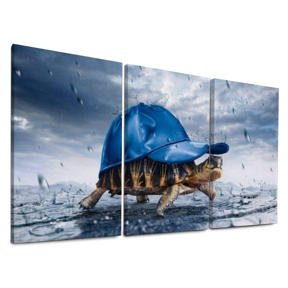 YATELI Ocean Sea Turtles Animal Water Wall Decor 3 Panels for Living Room Modern Bathroom Giclee Canvas Prints Backpack Stretched and Framed