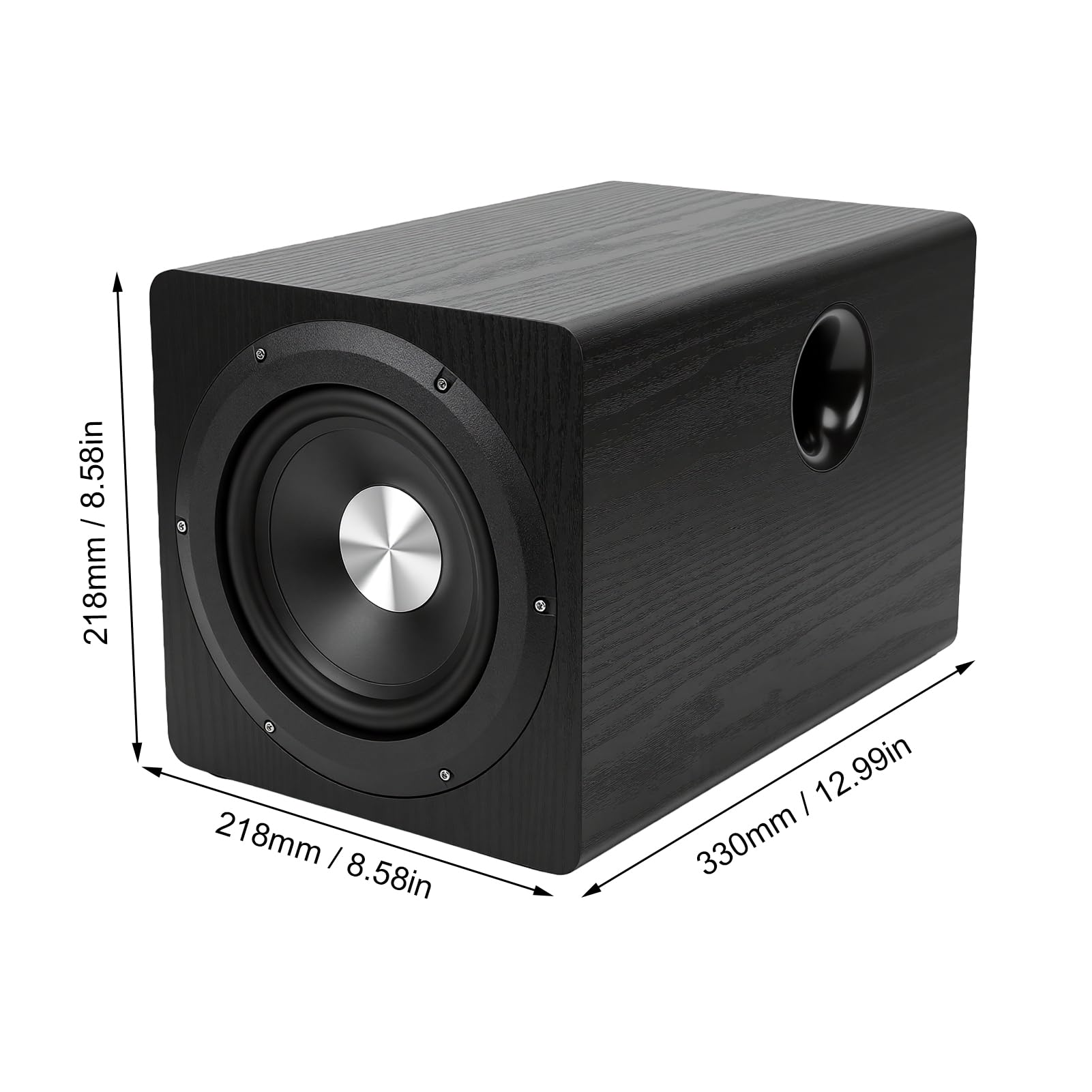 Bewinner Subwoofer Alimentato da 6,5 ​​pollici 100 W (Spina europea) | Altoparlante Woofer Attivo, Audio Home Theater, Bassa Frequenza HiFi, Design Pressurizzato a Terra, Serata di Film di Gioco