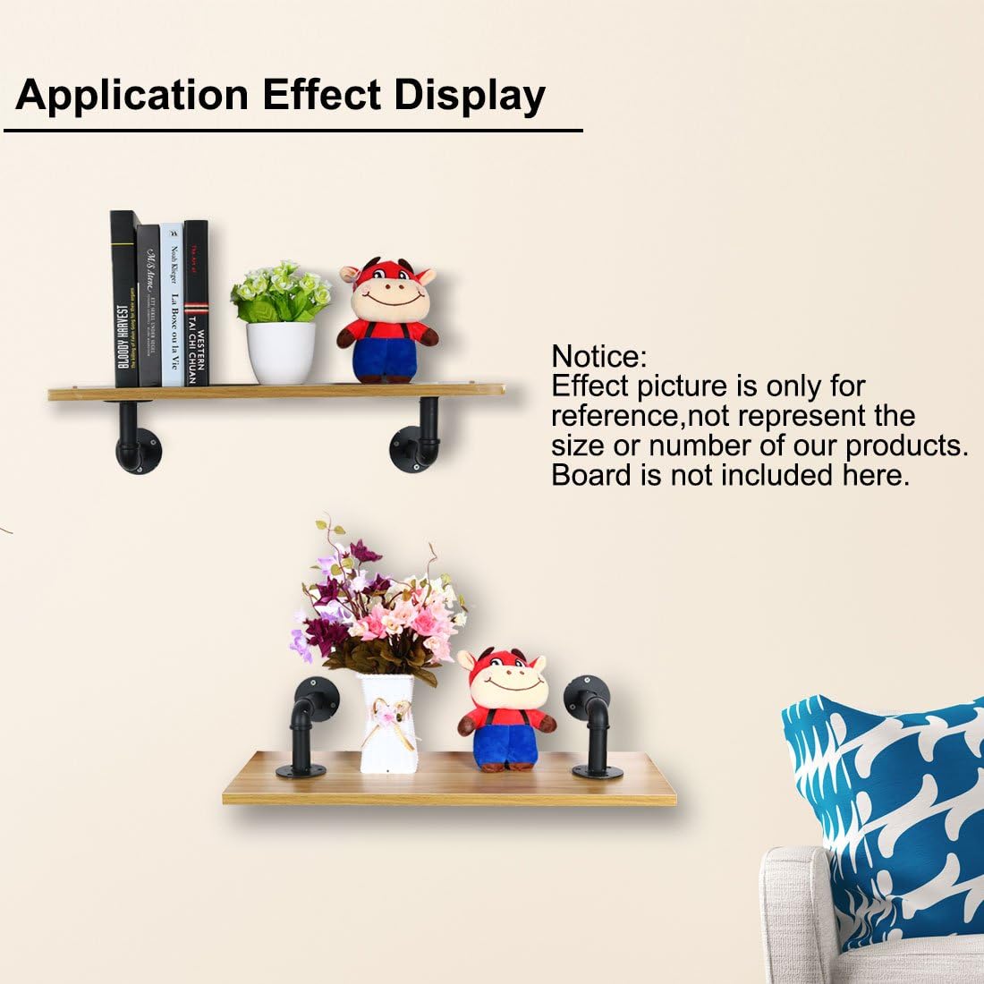 Iron 2pcs 13x13cm Industrial Pipe Shelf Bracket Wall Hanging Floating Shelves DIY Storage Holder (id: c23 bb4 d73 4f0 221