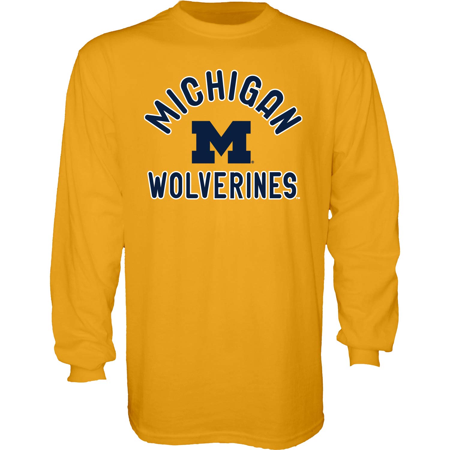 Blue 84 Men's Michigan Wolverines Long Sleeve T Shirt Line Up Secondary Color, Michigan Wolverines Gold, Large