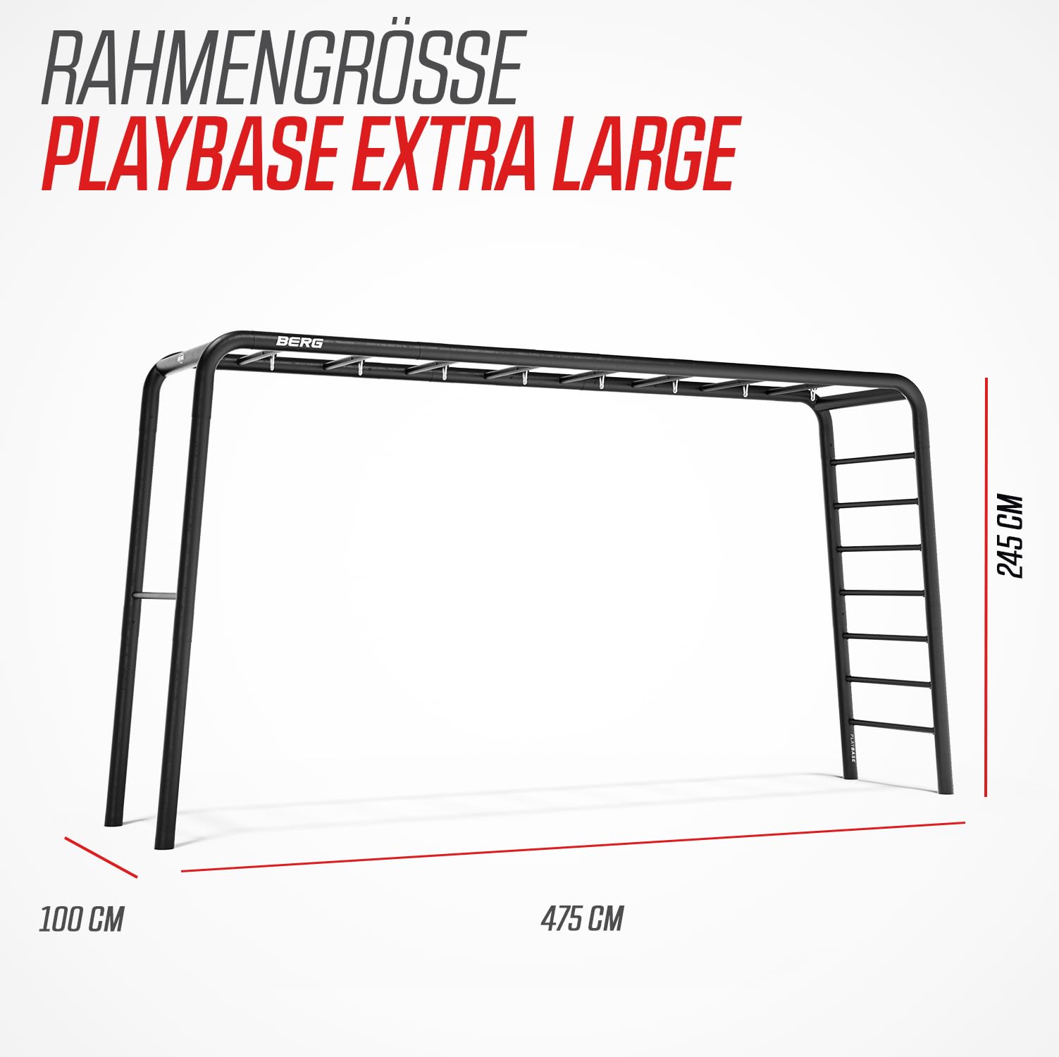 BERG PlayBase Extra Large Spielplatz für Garten Schaukel Schwarz XL | Für die ganzen Familie | Klettergerüst für Garten | Fußballtor | Basketballtor | Klettergerüst | Kletterwand