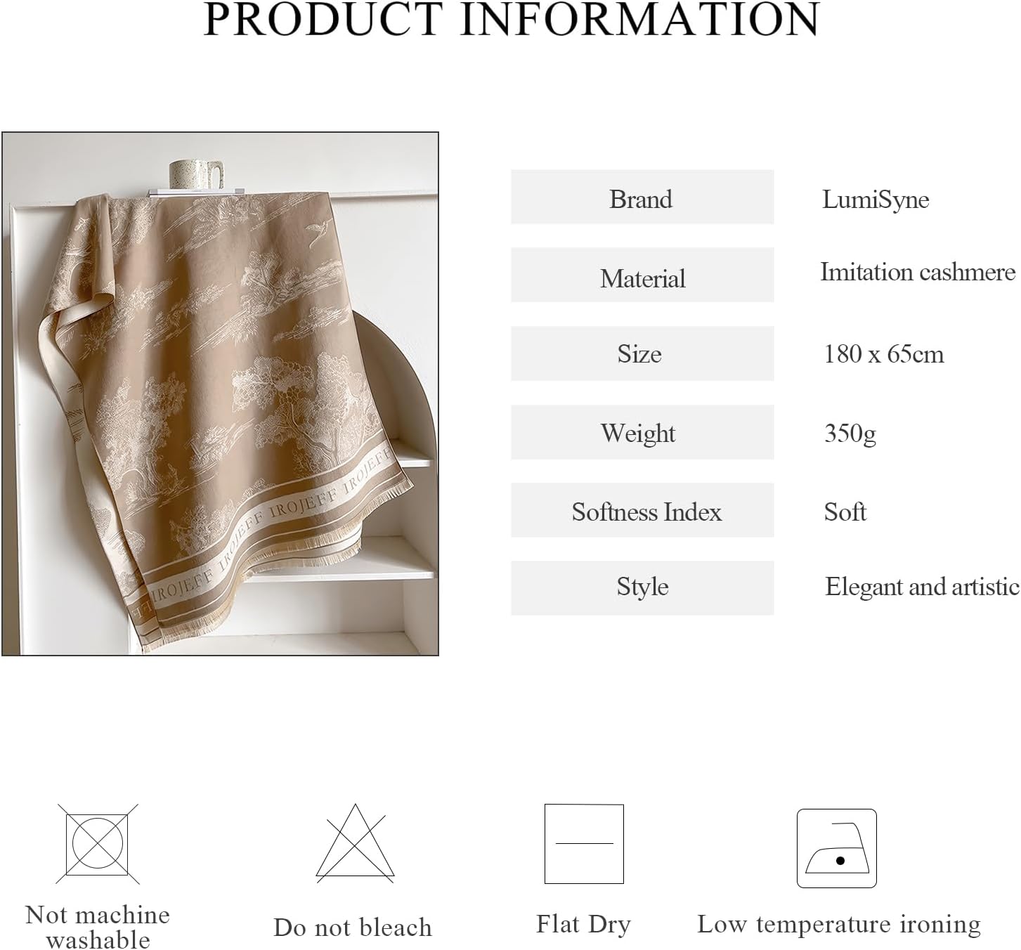 Warm Scarf Cashmere Shawl Women Artistic Landscape Painting Reversible Scarf With Tassel Large Long Pashmina Stole - Image 6