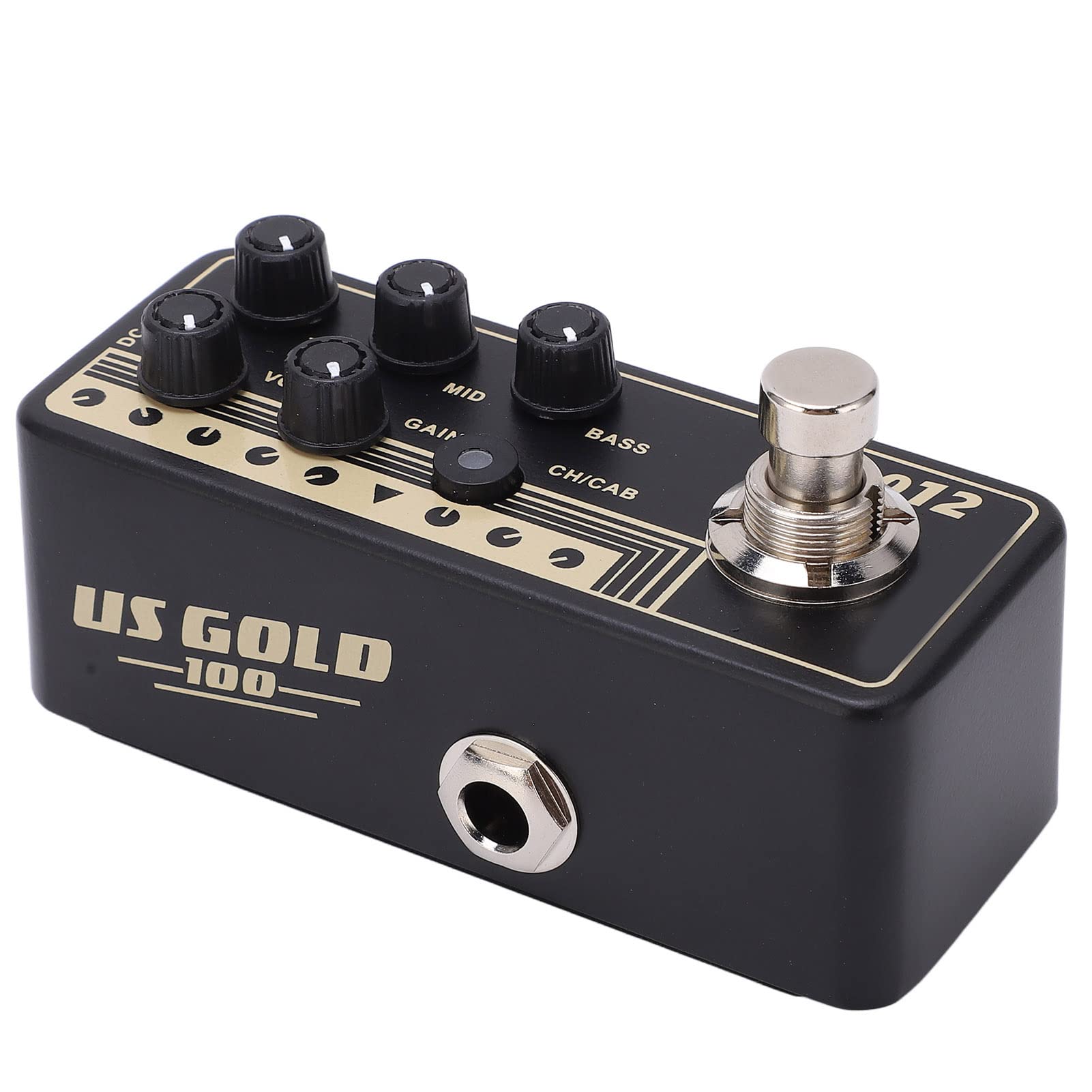 Pedale preamplificatore digitale Effetto sonoro rock classico Micro effetto preamplificatore con simulazione del cabinet Guscio in metallo Interfaccia nera da 1/4 pollici per