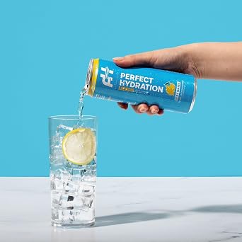 Perfect Hydration Lemon Flavored Alkaline Water | 0 Sugar, 0 Calories, 12 oz cans, Pack of 12