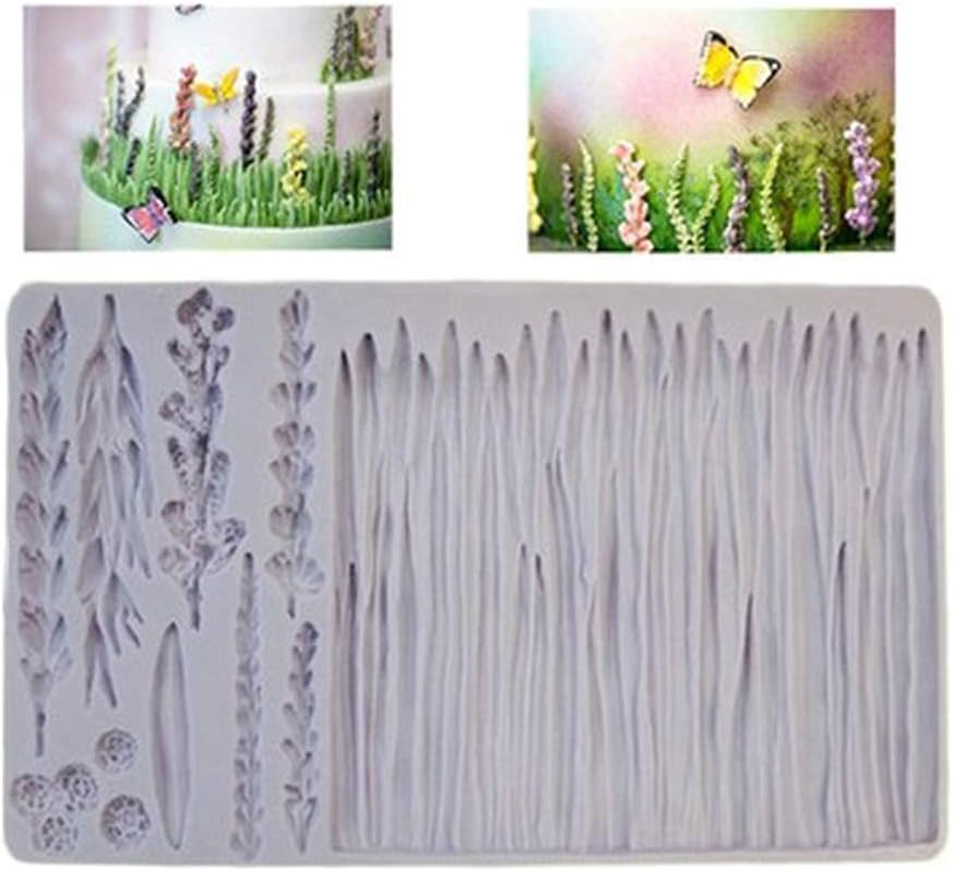 UNTERING Plants Wheat Grass Wild Meadow Silicone Mould Lavender Cake Border Fondant DIY