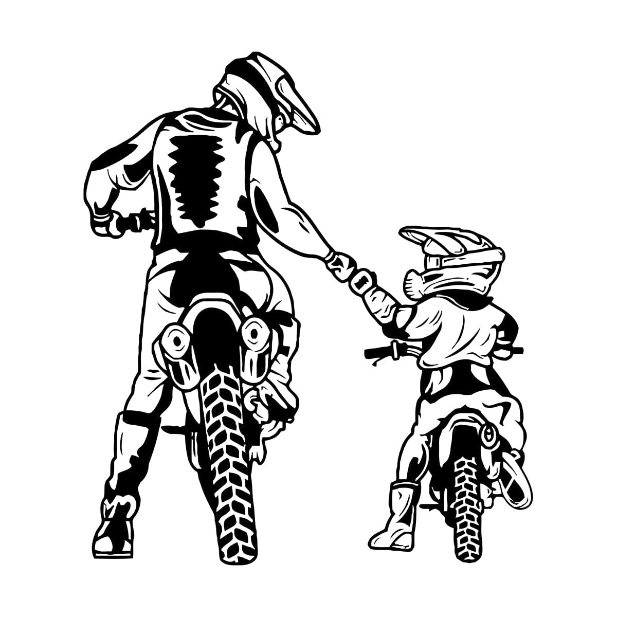 Motorcycle Wall Sticker Family Father & Son Motocross Wall Decals Helmet Motorcycle Vinyl Home Decor Sports Decoration Large - 65x57cm — image 1