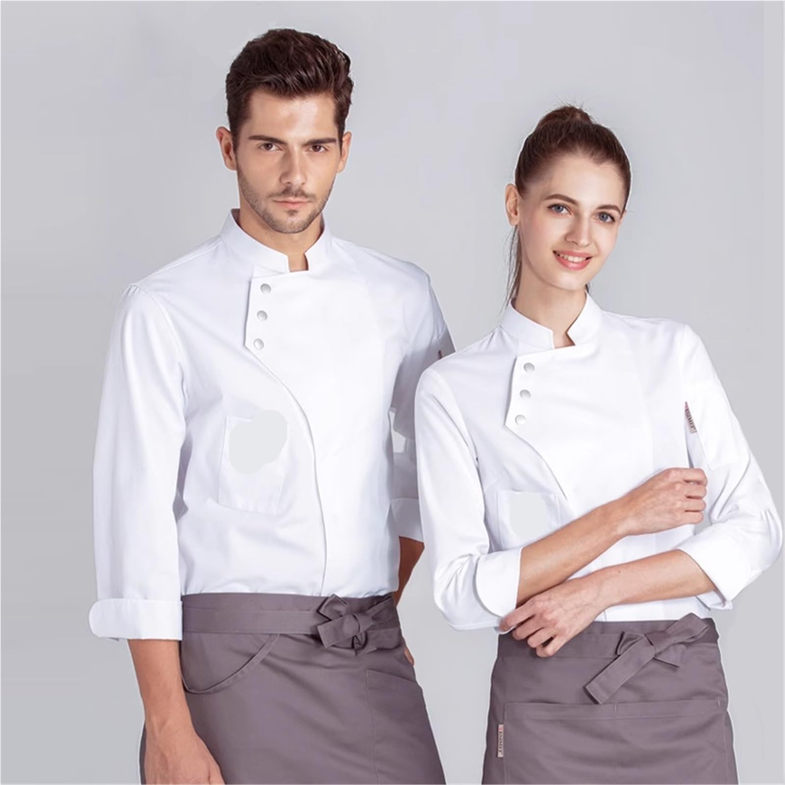 Divisa Da Cuoco Camice da cuoco for catering, camice da ristorante, cucina, chef, panettiere, uniforme da lavoro, abbigliamento da hotel, giacca da cuoco, tuta da cameriere for bar Per Chef(WHITE,XXL)