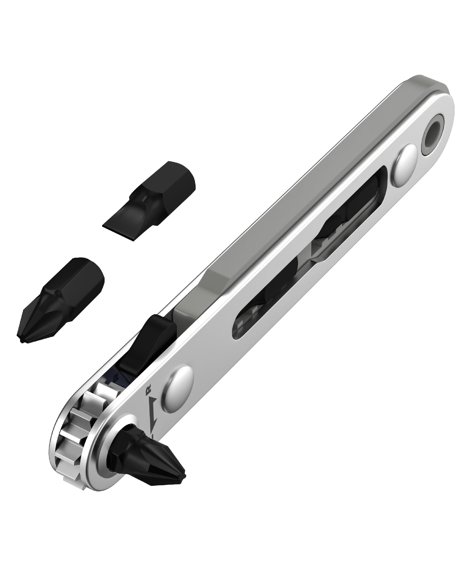 Bates- Mini Ratchet Wrench, 1/4" Magnetic 90 Degree Screwdriver, Gray, Low Profile Right Angle Screwdriver for Tight Spaces