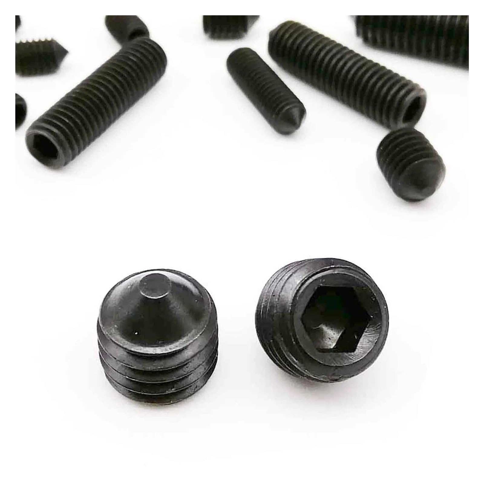 50 Vite di fissaggio conica con estremità conica esagonale DIN914 con bullone a testa piatta M3 M4 M5 M6 M8 acciaio legato nero 12,9(50pcs M6x6mm)