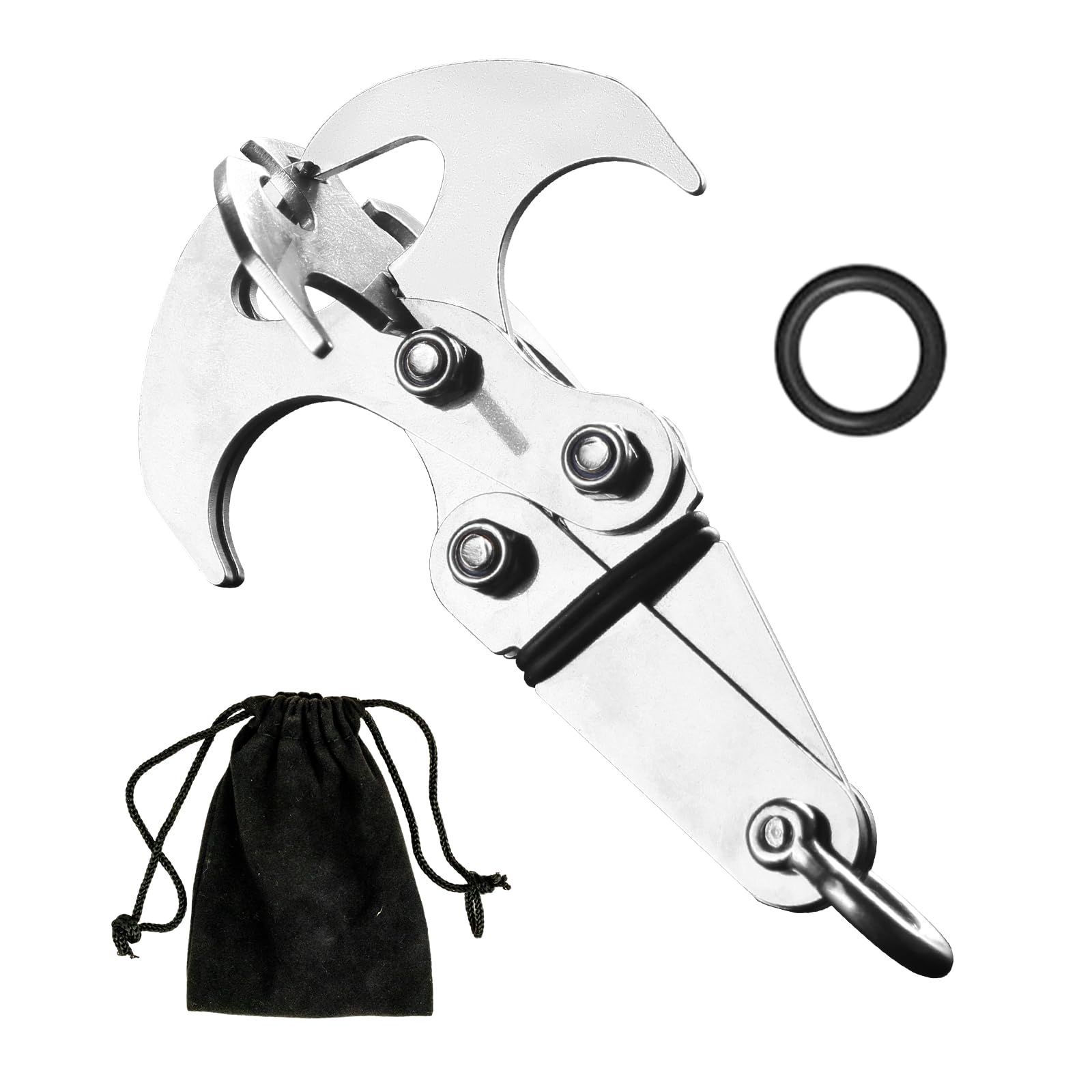 Fiegle Large Grappling Hook, Stainless Steel Gravity Hook Multifunctional Tool for Climbers, Grappler Hook with 200 KG Load Capacity, Climbing Claw Ideal for Outdoor Adventure, Rescue Vehicle Traction