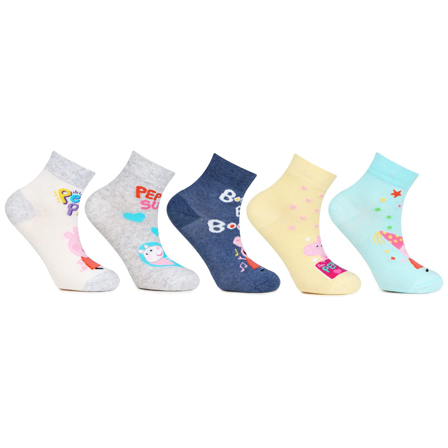 bonjour Peppa Pig Crew Socks for Kids- Pack of 5-picture-36