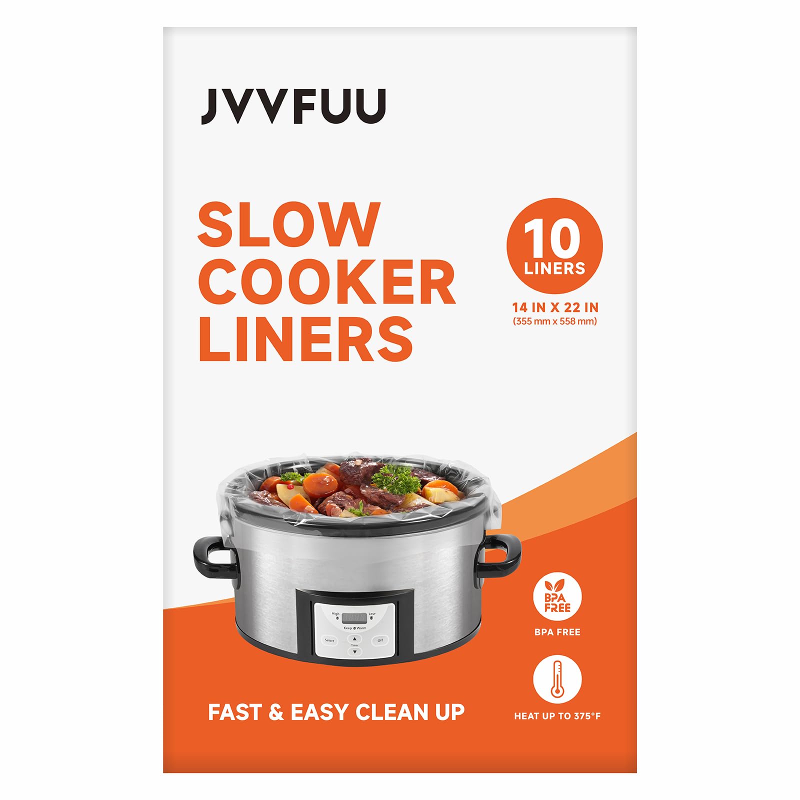 JVVFUU Slow Cooker Liners 6-10 Quart, Cooking Bags Extra Large Size 14