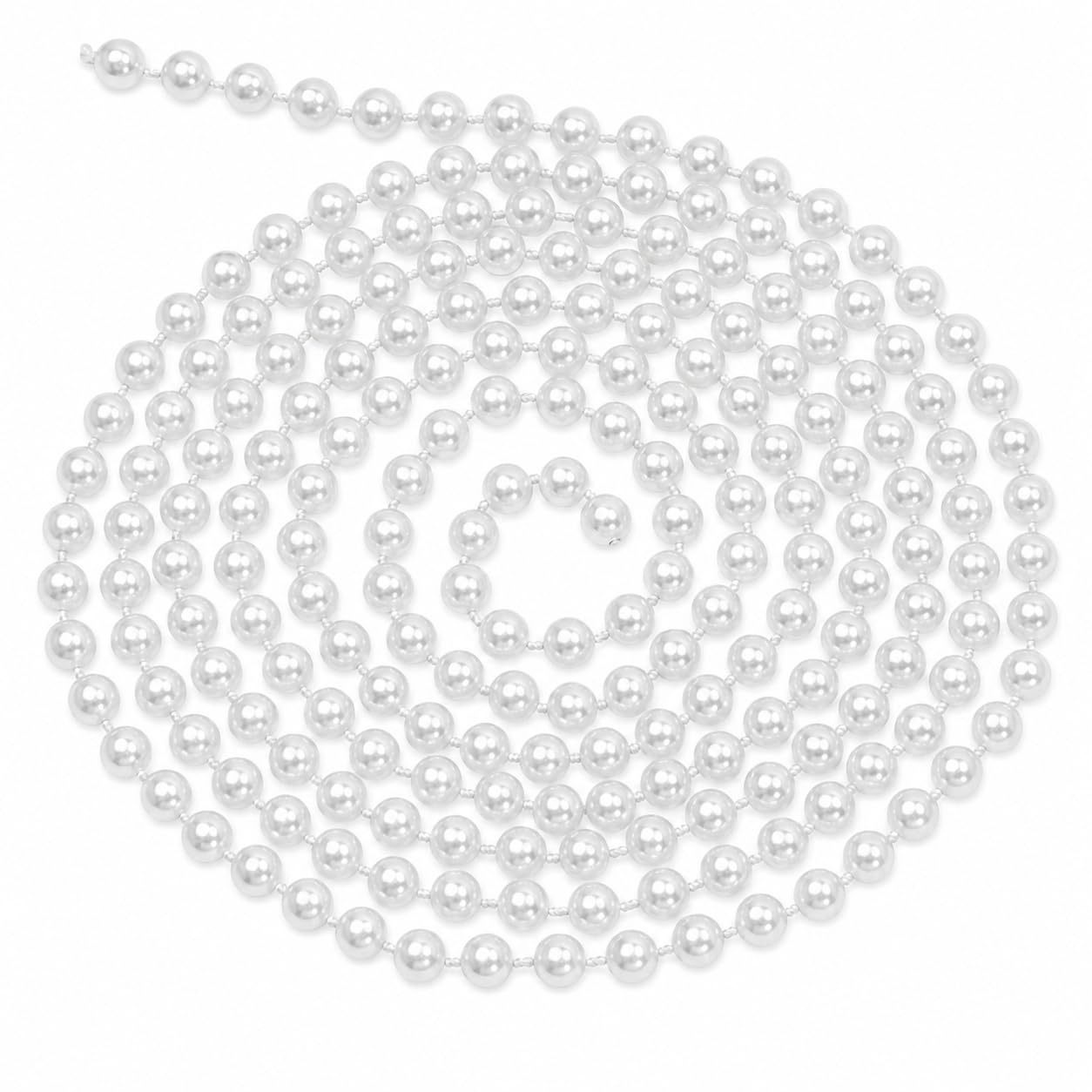 16.4Ft Faux Pearls Beads Garland, Pearl String, Pearl Beads Chain Roll - White Beads for Hen Party Accessories, Wedding, Home Decorative, Jewelry Making, DIY Wedding Decoration (White)