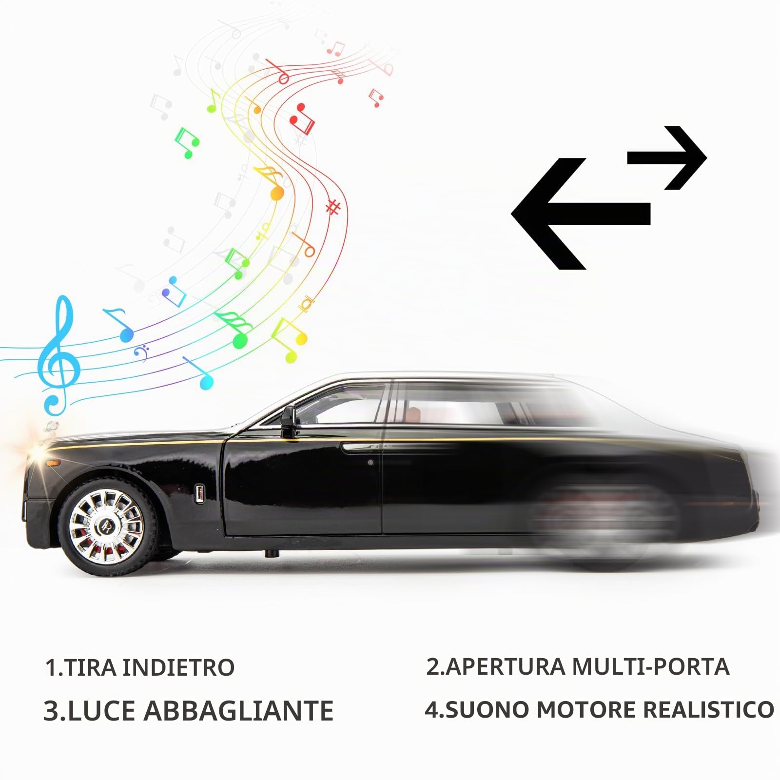 imtfzct 1/18 Rolls Royce Phantom modellino auto in metallo leggero pressofuso trolley giocattolo auto classica modello a due porte con logo pieghevole, regalo (argento)