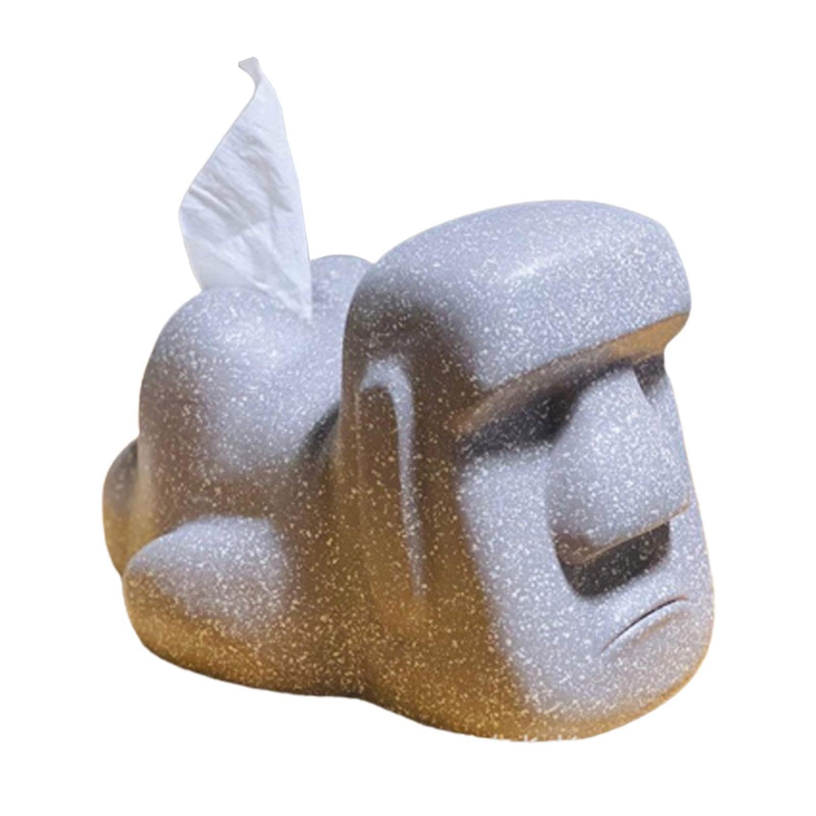 グレー　モアイ像 ティッシュケース　ソフトパックティッシュ専用 Amazon｜モアイ像 ティッシュケース おもしろグッズ モアイ ティッシュ