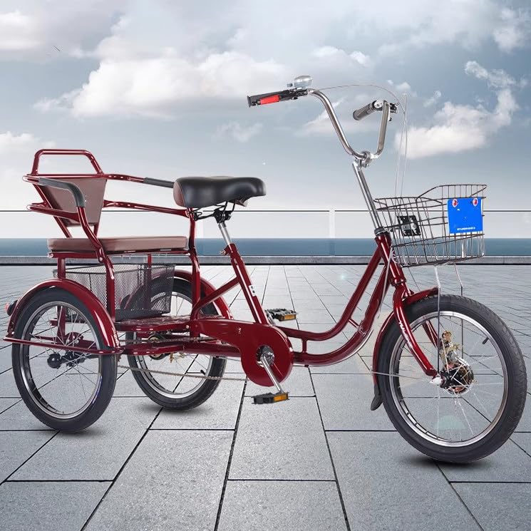 Bicicletas cómodas de 3 ruedas para personas mayores, altura ajustable, triciclo/bicicleta para adultos con cesta delantera y trasera y asiento con respaldo, fabricadas en acero de alto carbono, cap