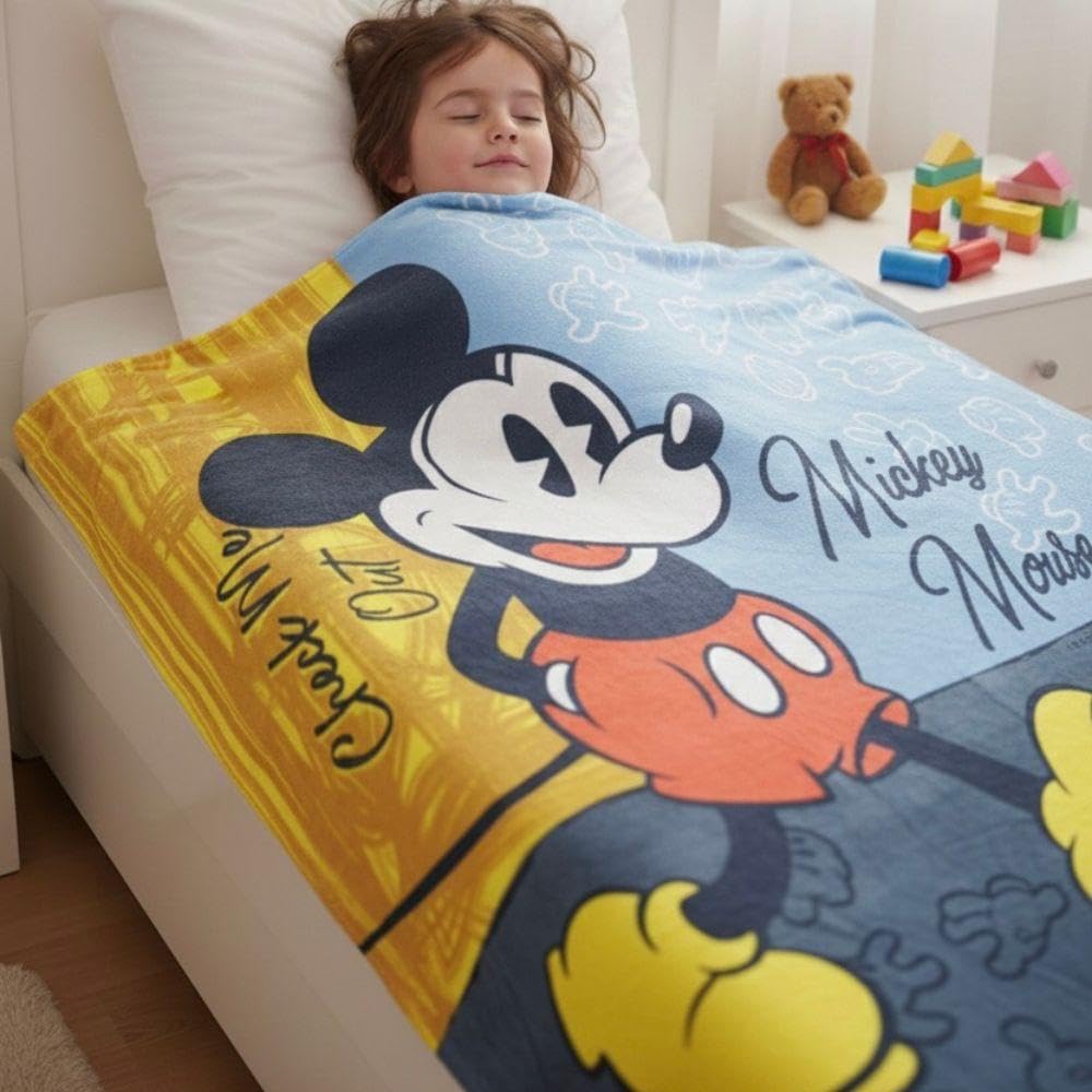 Disney Kids Printed Single Bed Blanket | Soft & Cozy Cartoon Blanket for Girls | Lightweight Winter AC Blanket (Mackey Mouse)-image-45