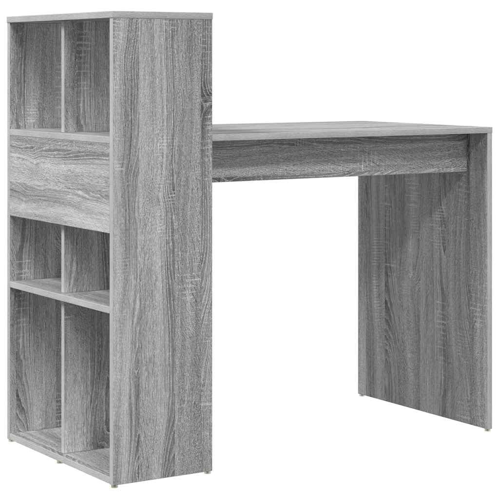 Scrivania grigio sonoma in legno ingegnerizzato 108x55x103,5 cm con ripiano e cassetto per postazione lavoro studio computer pc gaming ufficio casa smartworking