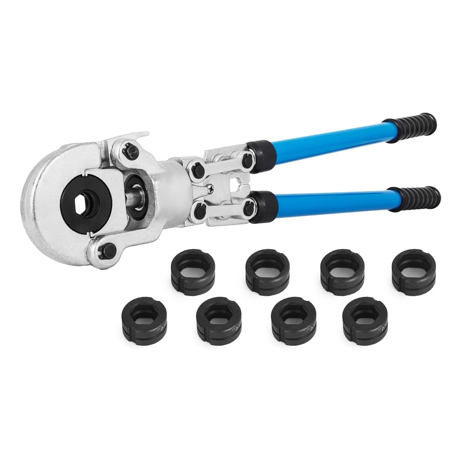 Smtyxs One Color Steel Pex Pipe Crimping Tools W/Th/U/V Type Dies Copper Multilayered Tube Crimper Plumbing Pressing Tongs Composite Kit Secure Crimping(Th16-32 V12-28 8Dies)
