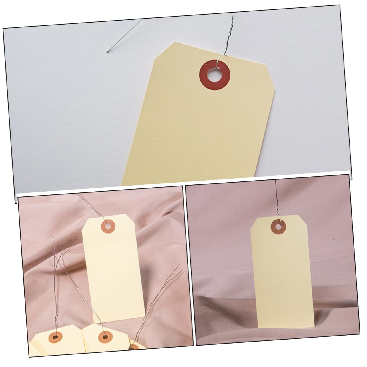 Amazon.co.jp: 100個出荷ラベル糸付き下げ札商品タグ紙タグラベルタグ