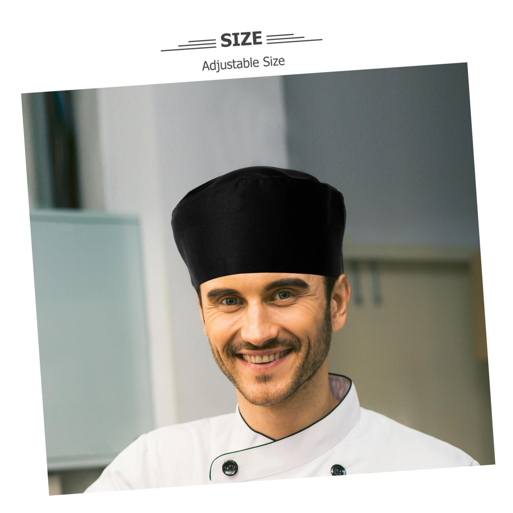 CALLARON Cappello Da Lavoro Da Cucina Cappello Da Cuoco Per Berretto Da Lavoro Cappello Da Cuoco Caps Berretto Da Notte Da Uomo Tappo Di Pulizia Cotone Black