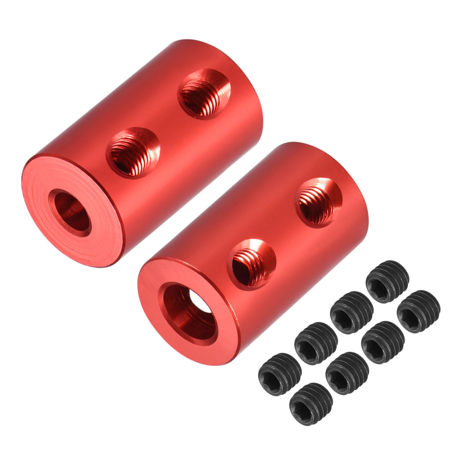 Rigid Coupling Aluminum Alloy Shaft Coupler Connector Motor Accessories [for 3D Printer and Model Boats]-4mm to 6mm Bore L20 x D12/Red/2 Pack