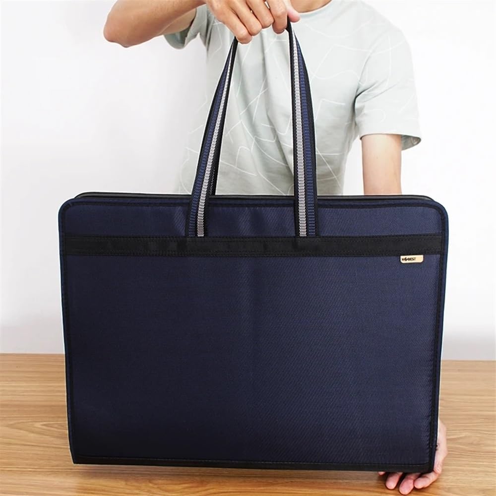 Scatola organizer per cartelle Cartella A3 Borsa multistrato di grande capacità Pacchetto artistico portaoggetti con cerniera in tessuto Oxford(Nero)