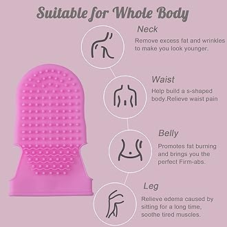 Professional Massage Mitts, Silicone Body Exfoliating Gloves, Two-sided Gentle Skin Care Tool, Anti Cellulite Lymphatic Drainage, Back Scrubber (pink)
