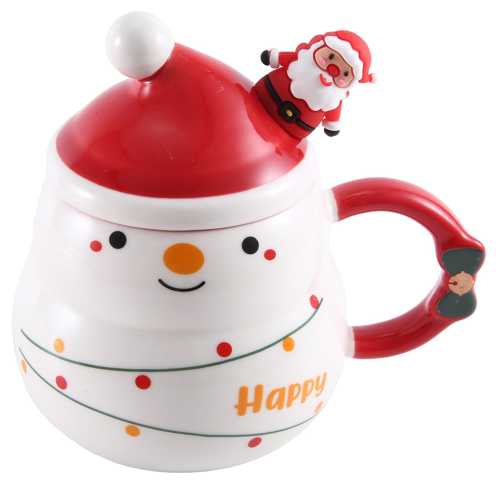Xptieeck Christmas Mug Christmas Coffee Cups with Lid and Spoon
