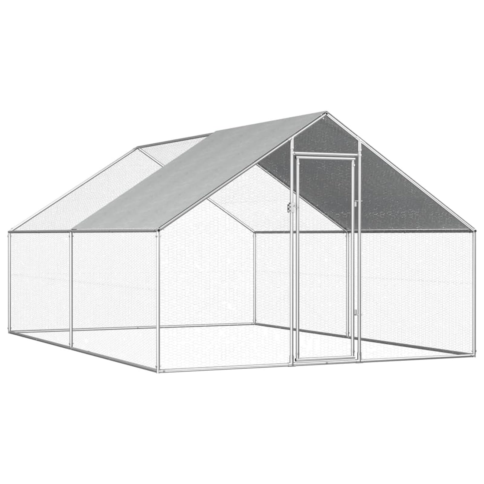 Homgoday Jaula para pollos al aire libre de 2,75 x 4 x 1,92 m, acero galvanizado, gallinero y corral, gallinero, jaula de aves de corral para gallinas, patos, conejos, perros, jaula de aves de corral