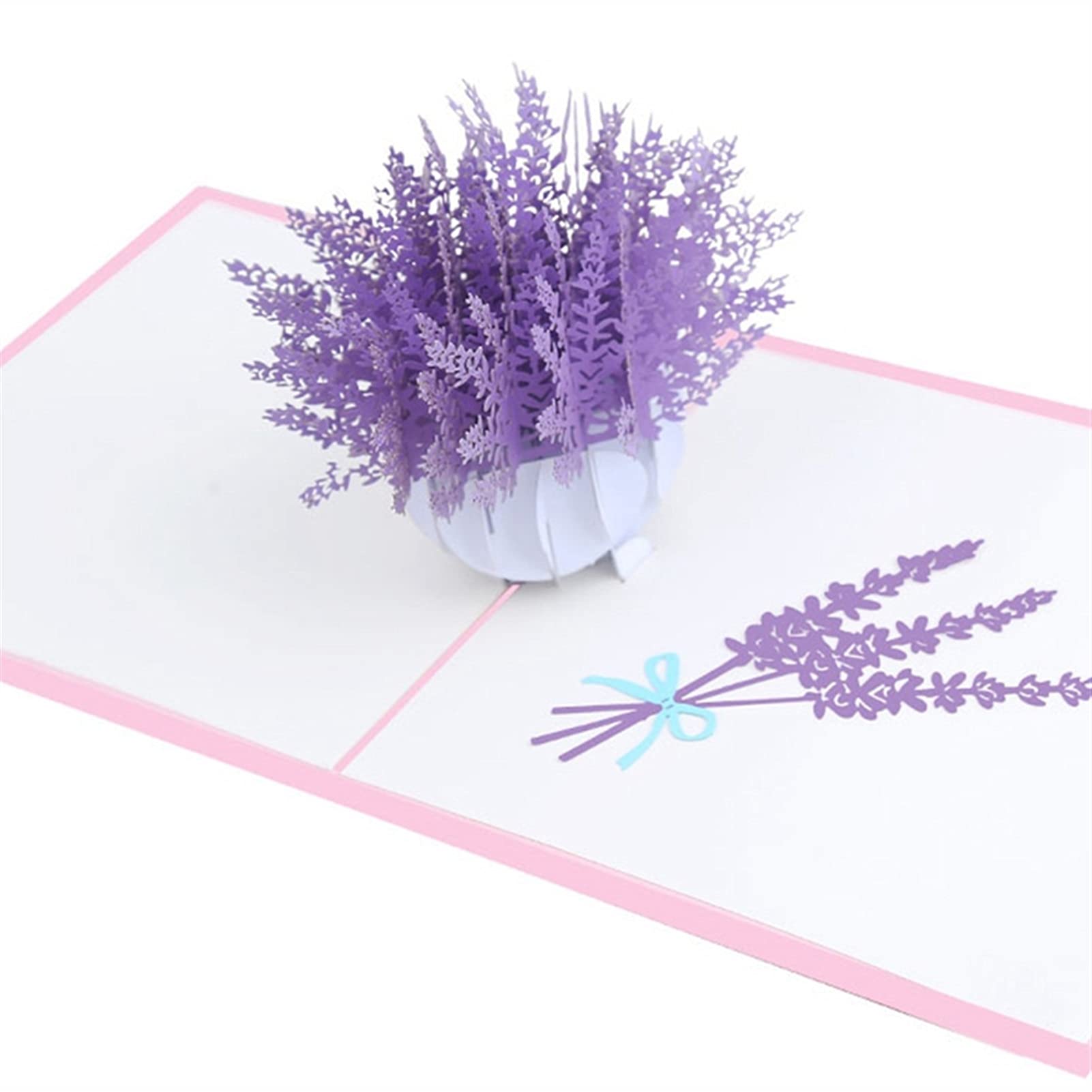 Kartki okolicznościowe 3D Pop Up kartki kwiaty urodziny rocznica prezenty pocztowa kartka klon lawendowy zaproszenia ślubne kartki okolicznościowe kartki urodzinowe karty podarunkowe (Ilość: 10 szt.)
