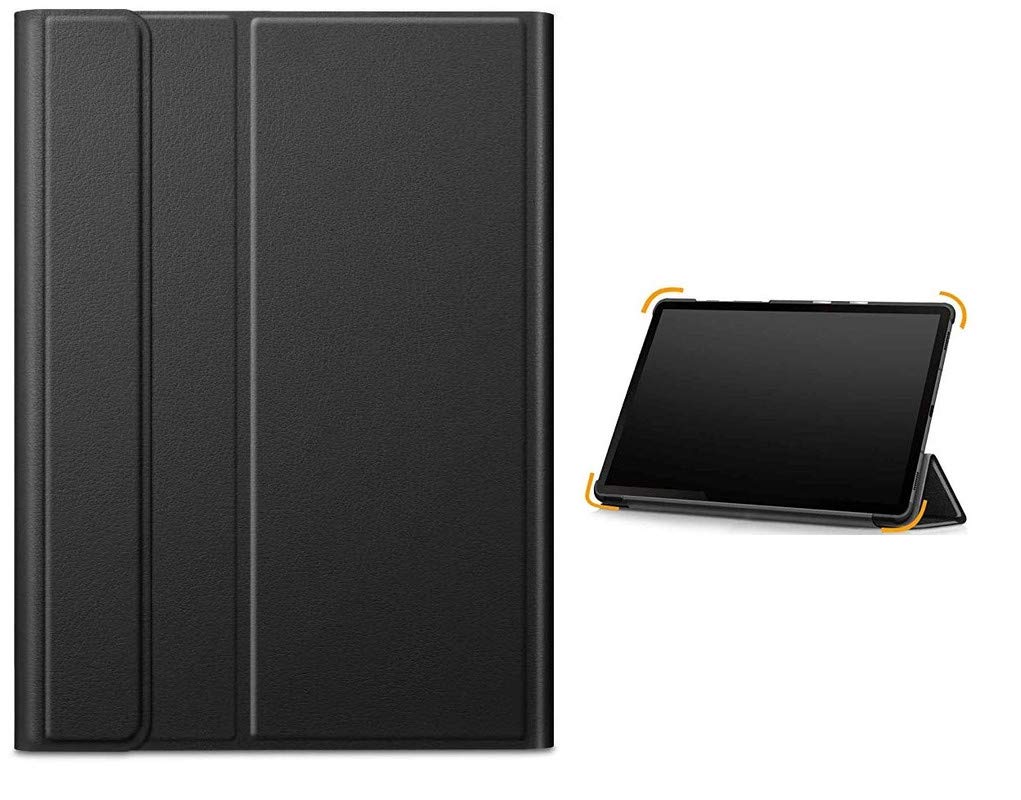 PrimeLike Shockproof Folio Flip Cover Magnetic Lock PU Leather Case Smart Shell Stand Flip Cover for Samsung Galaxy Tab S4 10.5 SM-T830, SM-T835 - Black