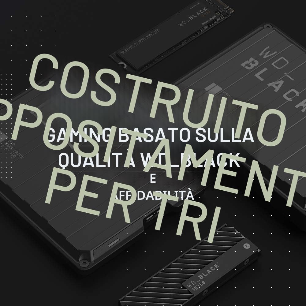 WD_BLACK P10 6TB Game Drive HDD portatile USB 3.2 Gen 1 Tipo A compatibile con Playstation, Xbox, PC e Mac