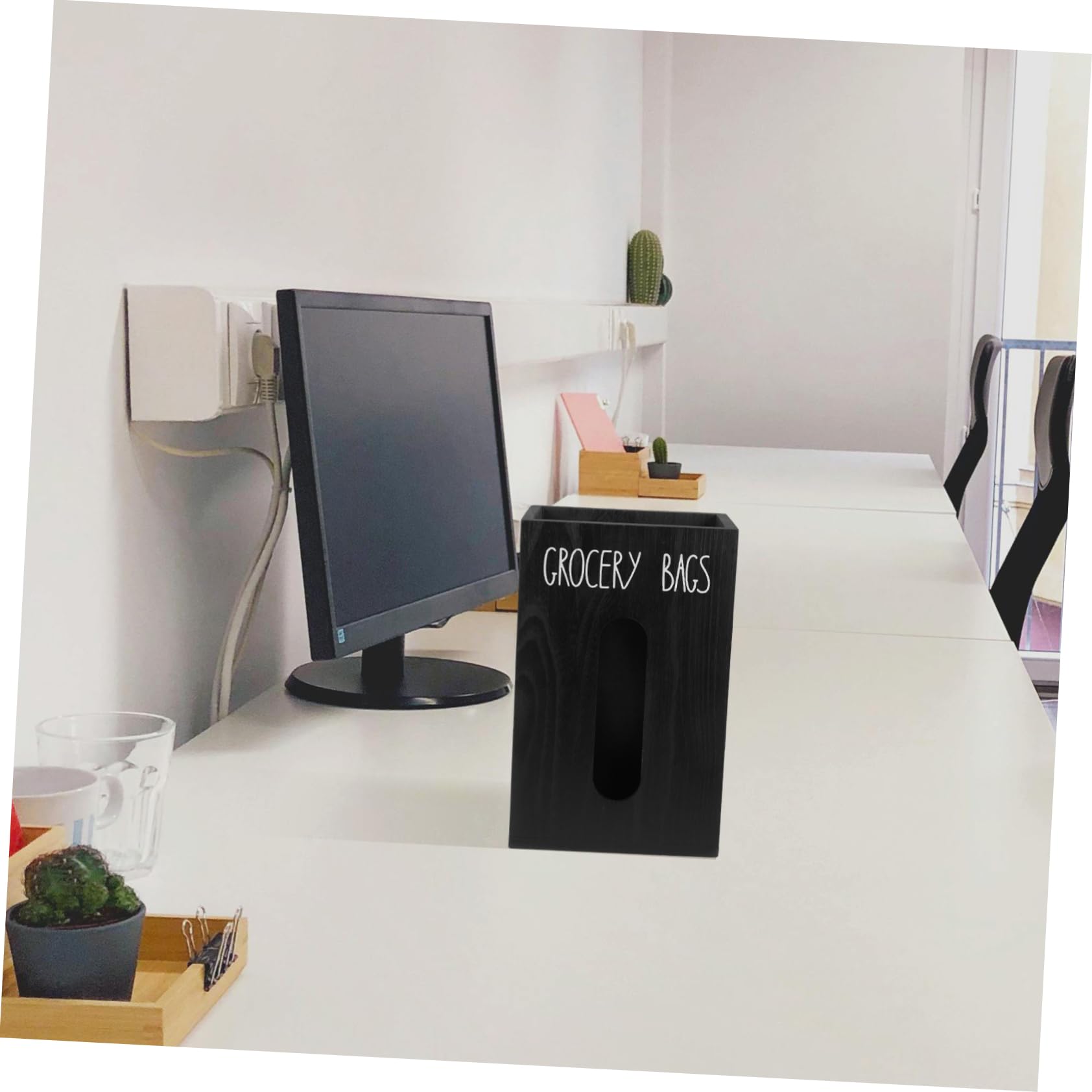 LABRIMP Dispensador De Bolsas De Basura De Madera Rústico Porta Bolsas De Basura Negro para Cocina Encimera Organizador De Almacenamiento